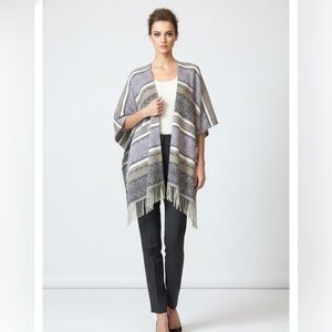 NWT Anthropologies Do Everything In Love Fringe Kimono In Lavender & Cream